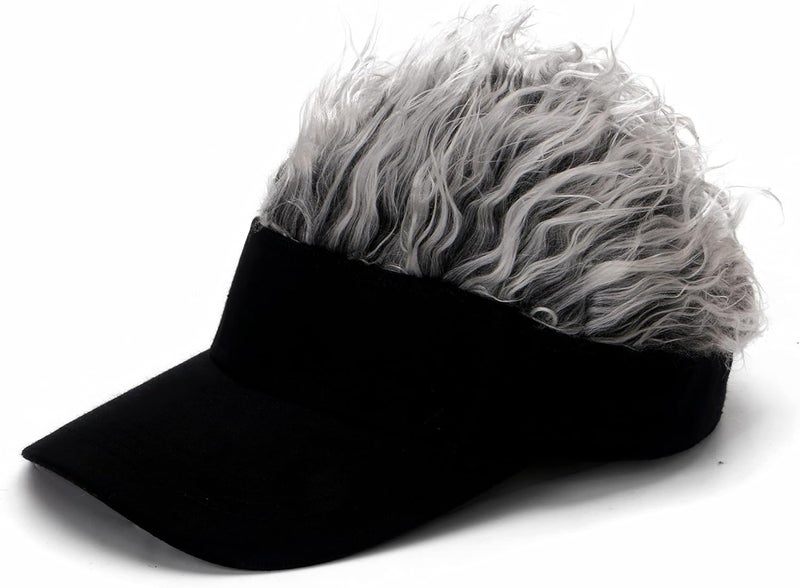 KELSOD Men's Hair Visor ​Sun Hats Visor with Hair Fake Hat with Hairs for Men Novelty Spiked Adjustable Baseball Caps Funny Gift - Image 1